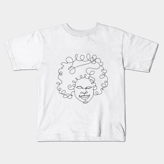 Curly hair girl outline Kids T-Shirt by alterkiri